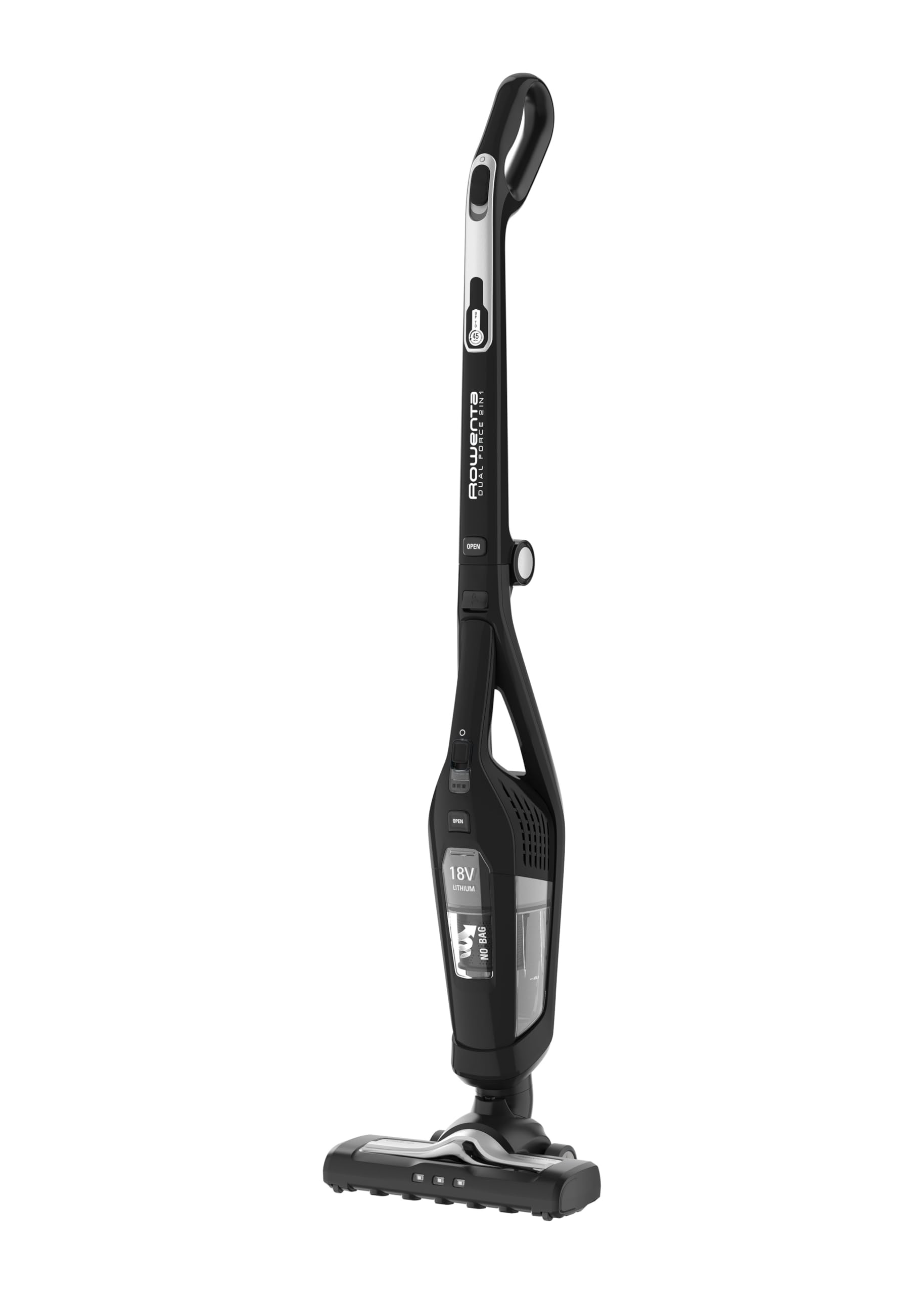 Rowenta RH6735WH Dual Force 2in1, kabelloser Stabstaubsauger, Schwarz