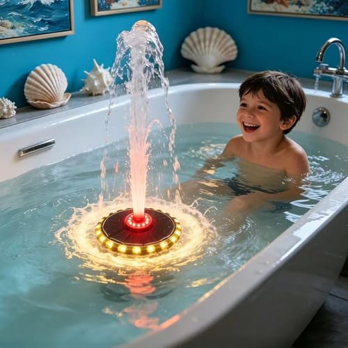Bathtub Fountain for Kids Bath Time Water Fountain with Colorful LED Lights Floating Water Spray Toy with 8 Spray Modes for Bath Tub Pool & Water Play (1 Set)