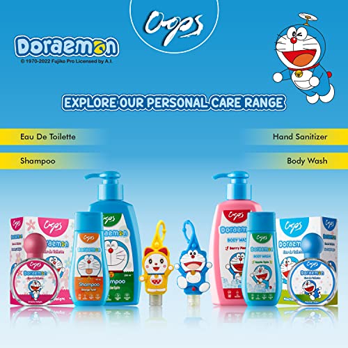 Image of Oops Doraemon Eau De Toilette - Dreamy Delight, 50ml & Hand Sanitizer Bag Tag, Long Lasting Floral & Fruity Fragrance Perfume, Keychain Type Silicone Case With 30ml Sanitizer, Gift For Girls & Boys