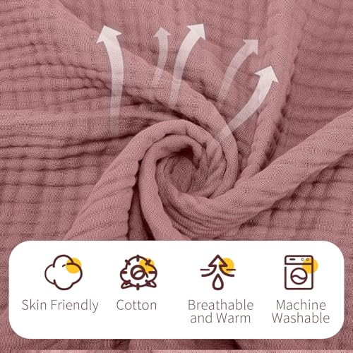 Image of VitalCozy 6 Pcs Baby Muslin Hooded Bath Towels and Washcloths, Muslin Hooded Baby Towels Absorbent Blankets for Gift Newborn Infant Shower (Mauve,Burgundy)