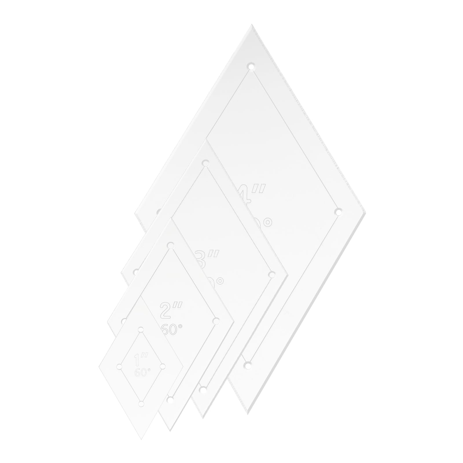 sourcing map Diamond Quilting Template Set, 1 Inch 2 Inch 3 Inch 4 Inch Acrylic Template for Quilting with Reserved Seam Margin, Clear Templates for DIY Quilting Sewing Crafts