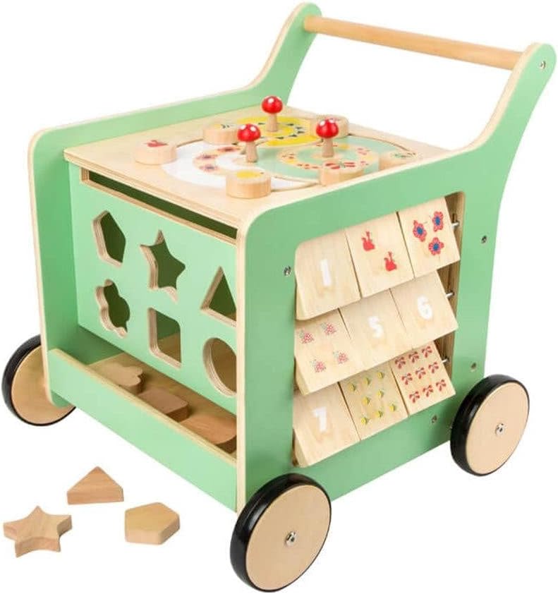 Small Foot Wooden Toys Premium Pastel Wooden Baby Walker and playcenter Move it! Designed for Toddlers 12+ Months, Multi (10947)