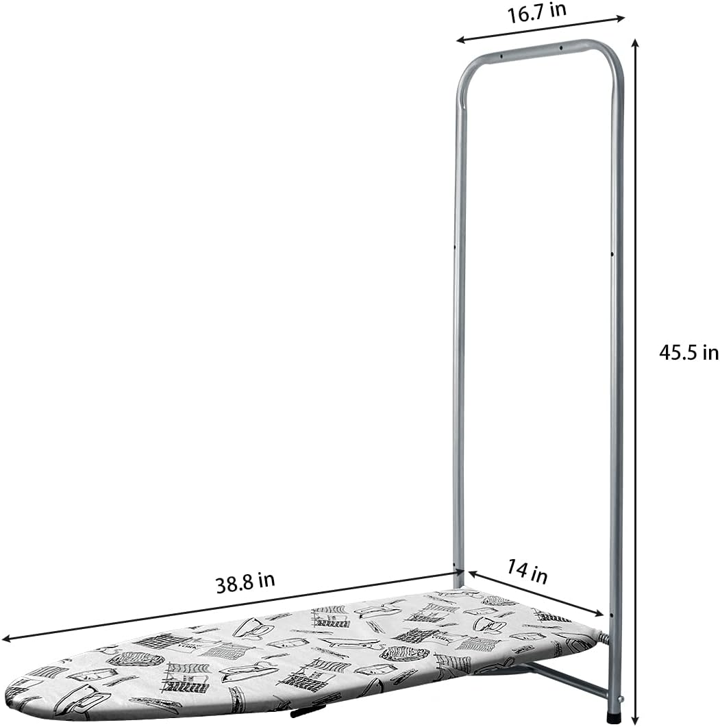 Duwee 14"x38" Wall Mounted and Door Mounted Ironing Board with Heat Resistant Cover
