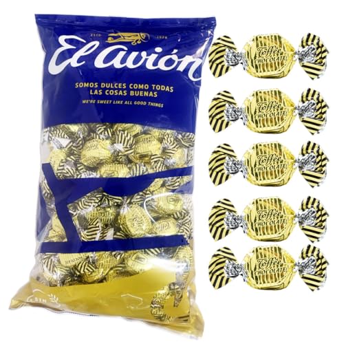 iChuches- Caramelos Toffee de toda la vida de fabricante español El Avión. Toffee Nata, Toffee Sin Azúcar, Toffee Pastilla De Café y Leche. (1kg, Toffe Chocolate 1kg)