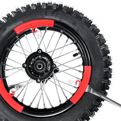 Image of 12.2 inch Dirt Bike Steel Tire Spoons Tool Set for Lawnmower Motorcycle Bicycle ATV Mini Bike Garden Tractor Tires 26pcs Tire Changer Tool with Tire Spoons Rim Protector Valve Stems Cap Cores Red