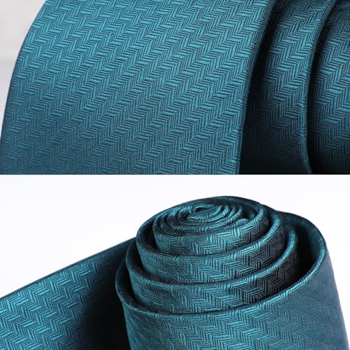Image of HISDERN Ties for Men Solid Houndstooth Neckties Handkerchief Formal Business Tie & Pocket Square Set Wedding Party