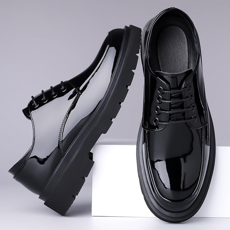 Men's British Style Retro Chunky Sole Leather Shoes Wide Width Work Boots Business Casual Spring Fashion Oxfords2