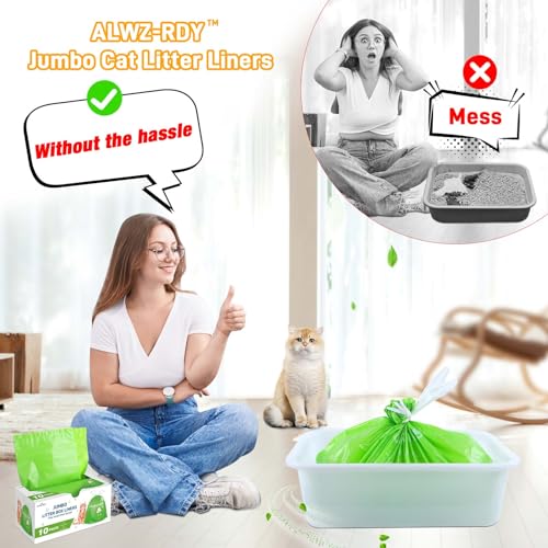 Litter Box Liners 10 Pack, Jumbo Cat Litter Box Liners 36″ x 19″ Extra Thick Heavy Duty Drawsting Cat Litter Bags 50% Increased Durability More Tear Resistant Easy Clean Up Fits Most Litter Pans Litter Box Liners 10 Pack, Jumbo Cat Litter Box Liners 36″ x 19″ Extra Thick Heavy Duty Drawsting Cat Litter Bags 50% Increased Durability More Tear Resistant Easy Clean Up Fits Most Litter Pans