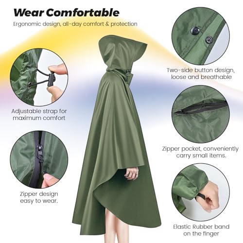 Poncho con cremallera impermeable para evitar calarse en el camping 6