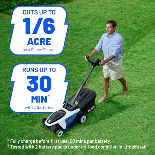 Image of Electric Lawn Mower, Self-propelled Lawn Mower Cordless 40V(2x20V) 18.5 inch Brushless Mower with Electric Cutting Height Adjustment, Higher Rotation Speed, 2 x 4.0Ah Battery and Rapid Charge Included