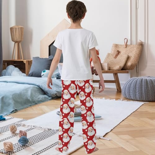 Boy's Pants Retro Santa Claus Red Jogger Pants Elastic Waist Long Bottoms Trousers with Pockets 6-14 Years3