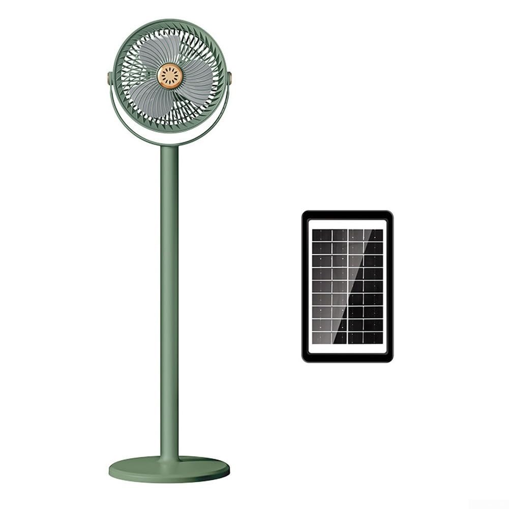 Tragbarer Bodenventilator Solar USB LED Licht(Black)