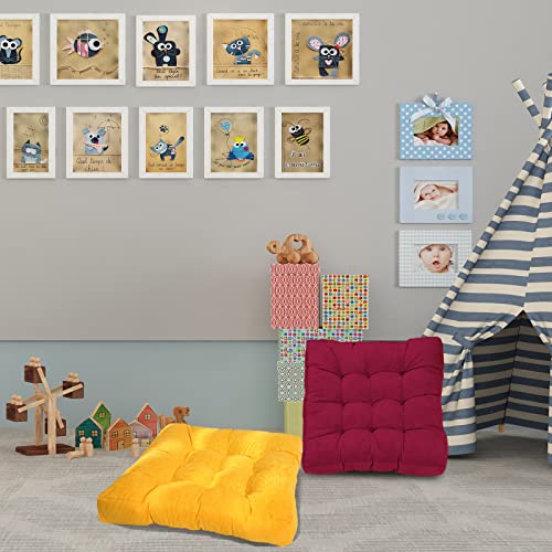 Bilkoivn Square Meditation Pillow For Seating On Floor, Solid Thicken Futon Pillow Seat Tatami Floor Cushion For Yoga Corduroy Chair Pad Adults & Kids, 22X22 Inch (Wine Red) #TOP5