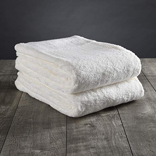 Delilah Home - 100% Organic Bath Towel Set, Ultra-Soft, & Absorbent Turkish Organic Cotton Spa Towels - Eco-Friendly & Vegan (Two Pieces Each 30x54) Pack of 2, Ivory Towels