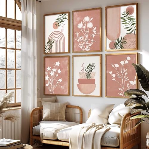 Image of kotart Painting Boho Wall Art Home Decoration Paintings With Frame For Living Room Bed Room Hotel Wall Decor Digital Reprint Set Of 6 (Art-1, 19x25 inch)
