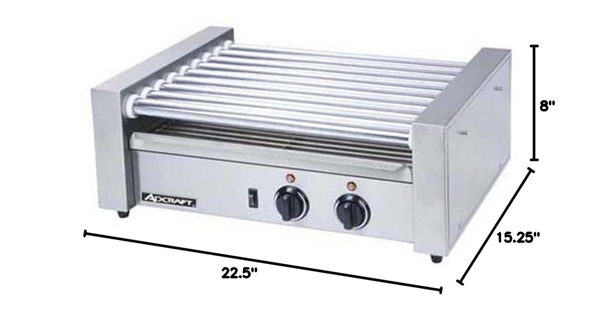 Adcraft Roller Grill, 9 Rollers, in Silver (RG-09)