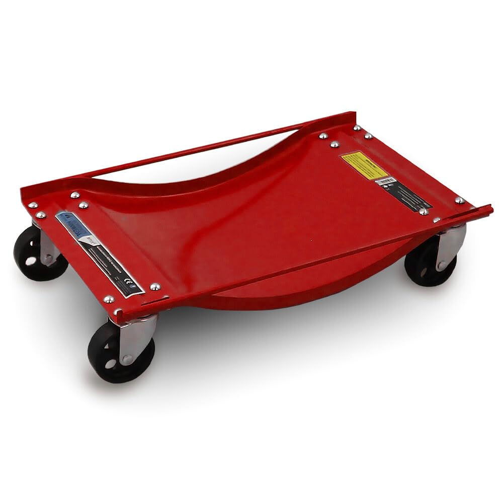 BITUXX 4 Stück Rangierhilfe für PKW Auto Rangierroller Rangierheber Wagenheber Roller Belastbar bis 450 kg pro Rangierroller Rot