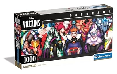 Clementoni Classic Disney Villains-Puzzle De 1000 Piezas Panorama  Rompecabezas Adultos  Entretenimento  39872  Multicolor