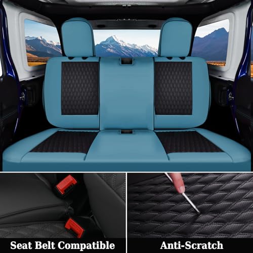 Image of Coverado Wrangler JK Seat Covers 2 Door for Jeep, Waterproof Leather Car Seat Cover for Jeep Wrangler Vehicle Truck Accessories Custom Fit for 2007-2012 Jeep Wrangler Seat Covers Full Coverage(Blue)