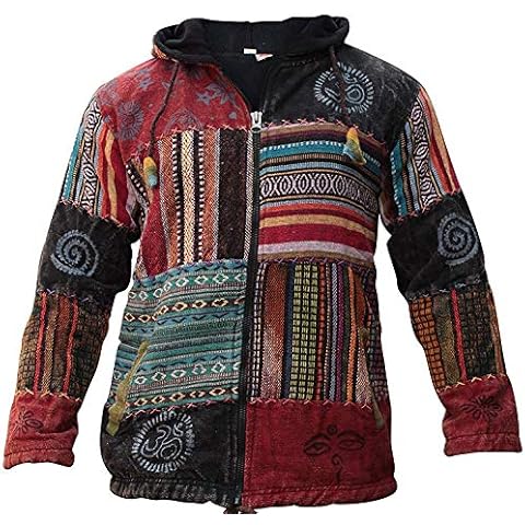 SHOPOHOLIC FASHION Unisex Patchwork Festival Hippie Hoodie Jacket (l) Cover