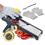 mandoline napolitaine gelas 【Mandoline 5 en 1】Notre mandoline cuisine professionnelle multifonctions est équipée d’une lame en acier inoxydable réglable avec 5 modes de coupe. En tournant simplement le bouton, vous pouvez ajuster facilement l’épaisseur des tranches, obtenant 5 épaisseurs de coupe différentes : 0-3, 3-6, 6-9, 4,5 et 9 mm, idéale pour une utilisation polyvalente au quotidien dans votre cuisine. La lame intégrée de cette mandoline de cuisine est démontable. Il suffit d’appuyer sur le bouton, de tourner la lame à la position sortie des aliments puis de la soulever, simplifiant grandement la maintenance et la découpe de légumes