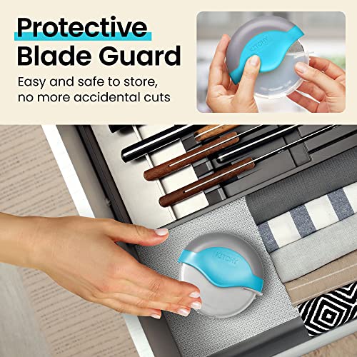 Kitchy Pizza Cutter Wheel with Protective Blade Cover, Ergonomic Pizza Slicer (Blue) #3