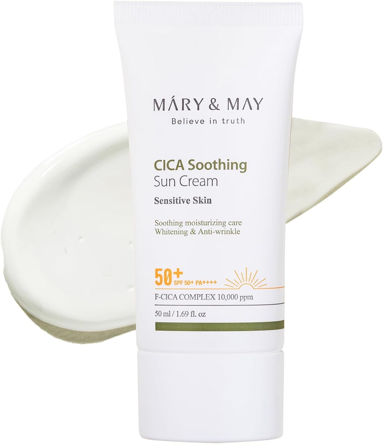 Vegan CICA Soothing Sun Cream SPF50+ PA++++ – Korean Vegan Sunscreen with Fermented Centella Asiatica, Niacinamide & Plant-Based Hyaluronic Acid – Lightweight, Non-Greasy Formula, 50ml