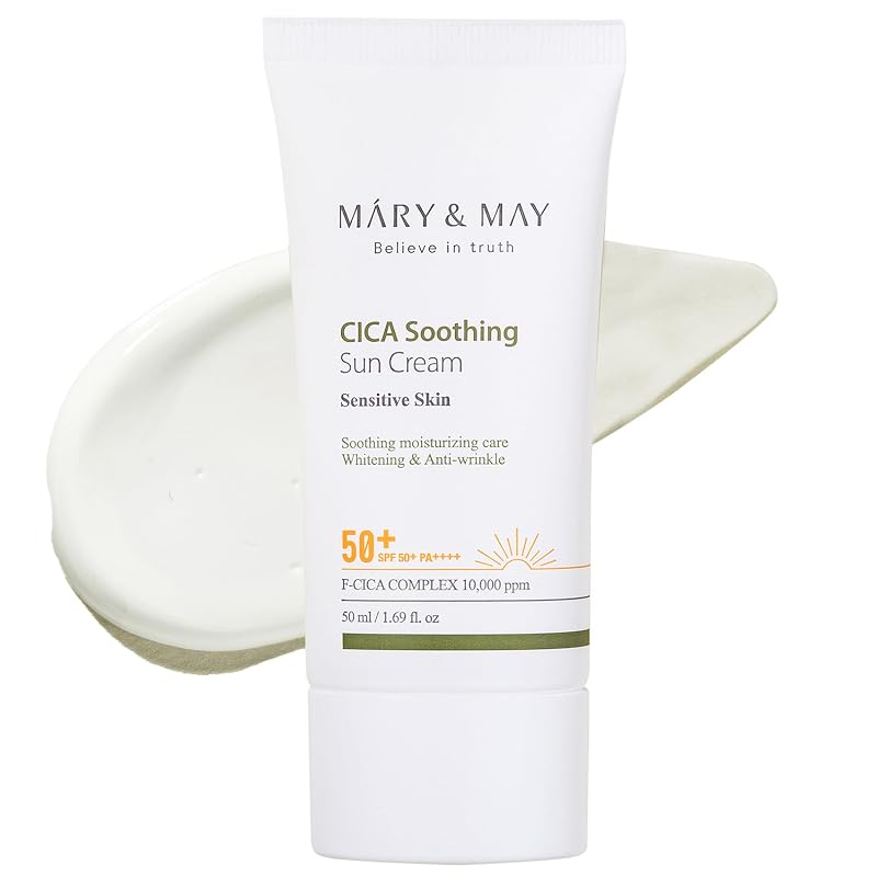 Mary&May CICA Soothing Sun Cream Protetor Solar Facial SPF50+ PA++++ 50 mL