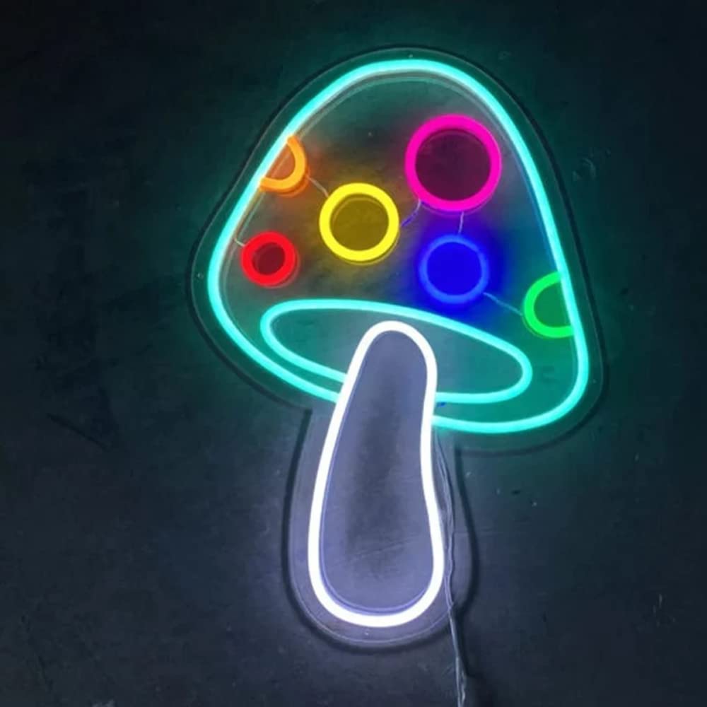 Ulalaza LED Neon Sign Mushroom Night Light for Bedroom Living Room Decoration Tiny Tots Room Decor Birthday Gift with USB 5v