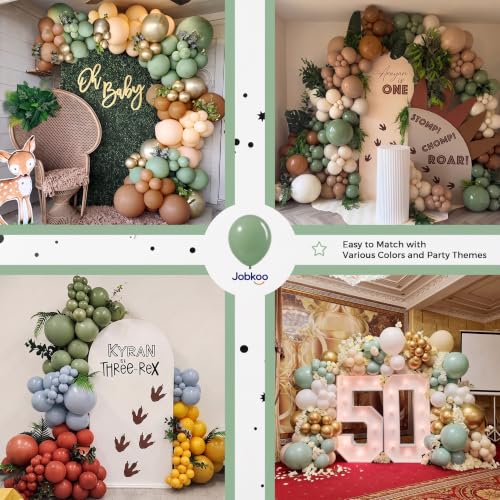 Image of Jobkoo Sage Green Balloons 12 Inch, Eucalyptus Olive Vintage Green Balloon