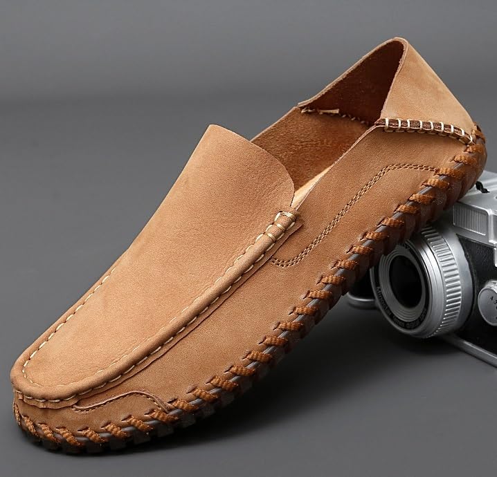 Generic Loafers for Men Fashion Casual Leather Flats Driving Loafer Boat Shoes Slip On Breathable Round Toe Business Shoes4