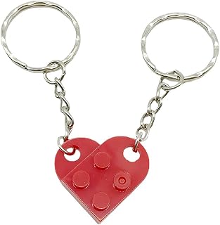 Brick Keychain Necklace for Couples Friendship - 2 Pcs Couple Matching Keychains Necklaces for Boyfriend BF and Girlfriend GF BFF Besties