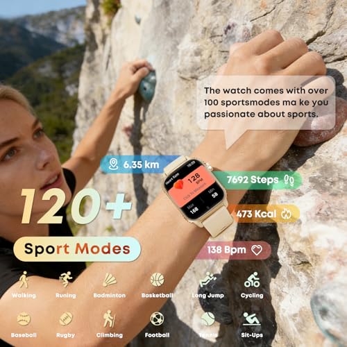Image of Smart Watches for Women Men, 120 Sports Modes Smartwatch with 1.83 inches HD Display, Heart Rate /Sleep Monitor, IP67 Waterproof, Bluetooth Call & Music Control for iPhone /Android Rose Gold