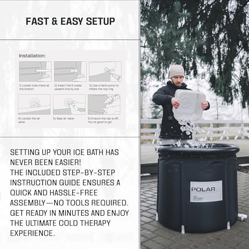 Image of Premium Portable Ice Bath Tub for Athletes - 125-Gallon Cold Plunge Pool with Easy Drainage System - Durable PVC, Foam, and Nylon Layers - Tear-Resistant and Waterproof for Muscle Recovery