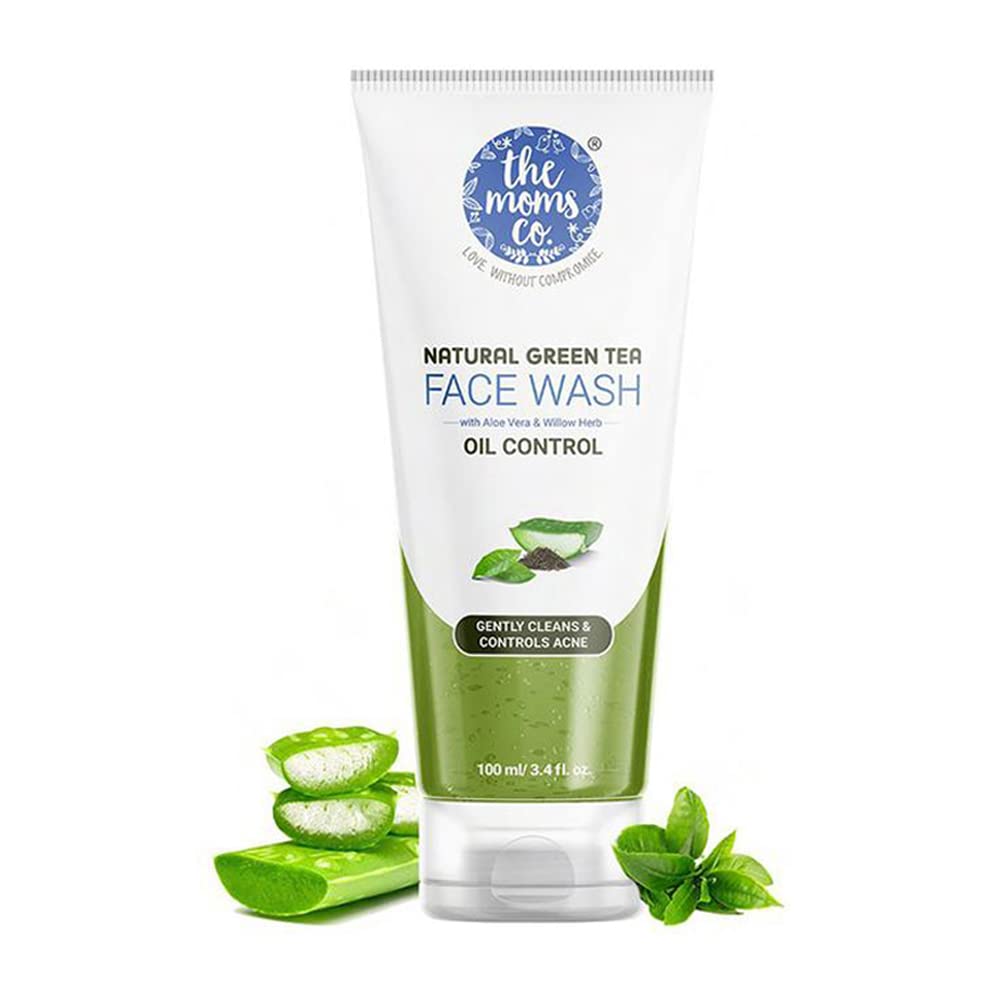 The Moms Co. Natural Green Tea Face Wash l Soap Free l Deep Cleanse l Controls Acne l Hydrates & Soothes l Green Tea l Aloe Vera l 100 ML