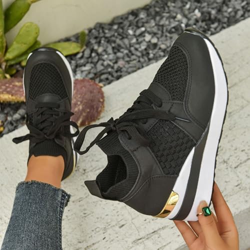 Chaussures confortables femmes baskets de course noires et souples - 7