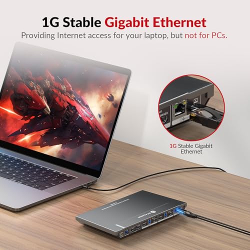 Image of AV Access KVM Switch Docking Station for a Laptop and 2 Desktop PCs Dual 4K | Type-C 65W Charging for Laptop, Ethernet, EDID, Hotkey Switch, HDMI, 4K@60Hz, 1080P@240Hz, USB 3.0