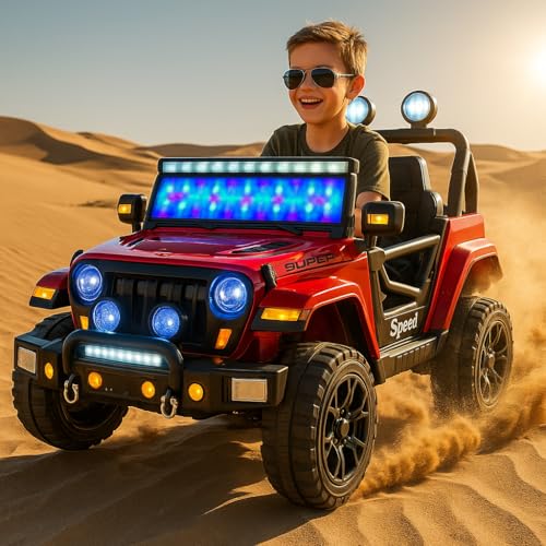 Image of Kawaii Kids 12V 4x4 Battery Operated Ride-On SUV for Kids with Parent Remote Control, Bluetooth, LED Lights, Corrosion-Resistant Paint, Big Size Electric Car for Boys & Girls Age 2-8 Years