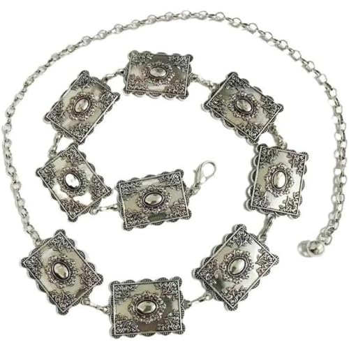 3Pcs Western Metal Concho Belt for Women Metal Concho Chain Belts Cowgirl Belt Country Concert Outfit4