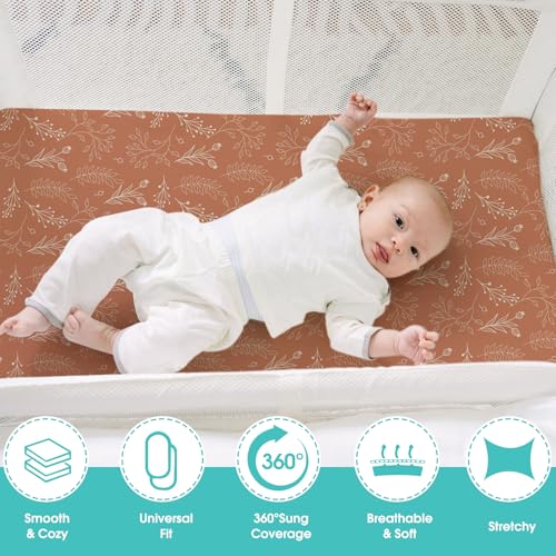 Image of Pack n Play Sheets, BROLEX 2 Pack Mini Crib Sheets,Stretchy Portable Fitted Playard Sheet Set, Convertible Playard Mattress Cover,Ultra Soft Breathable Material,Fox&Foliage