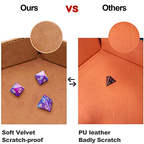 Shyvia Dice Tray For Rpg Dnd Table Games Metal Dice Rolling Tray Holder Dice Storage Box Larger Size Double Sided Folding Pu Leather And Velvet 4 Pieces #TOP2