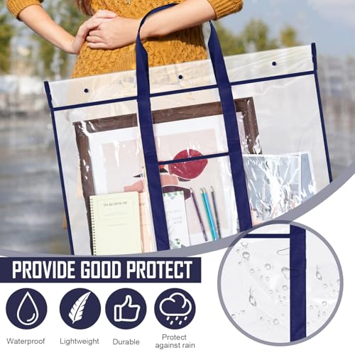 Huhumy 3 Pack Large Poster Storage Bag, Bulletin Board Holder Art Portfolio Case PVC Art Portfolio Container with Pocket for Teachers Classroom Organization(29 x 31) by Huhumy - Image 5