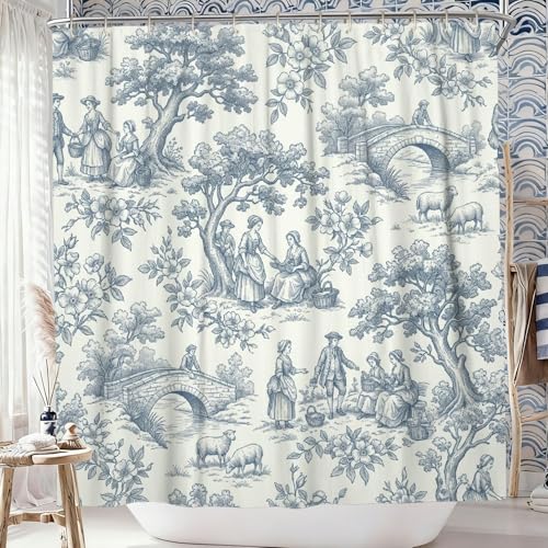 Rideau de douche vintage rustique polyester imperméable salle de bain