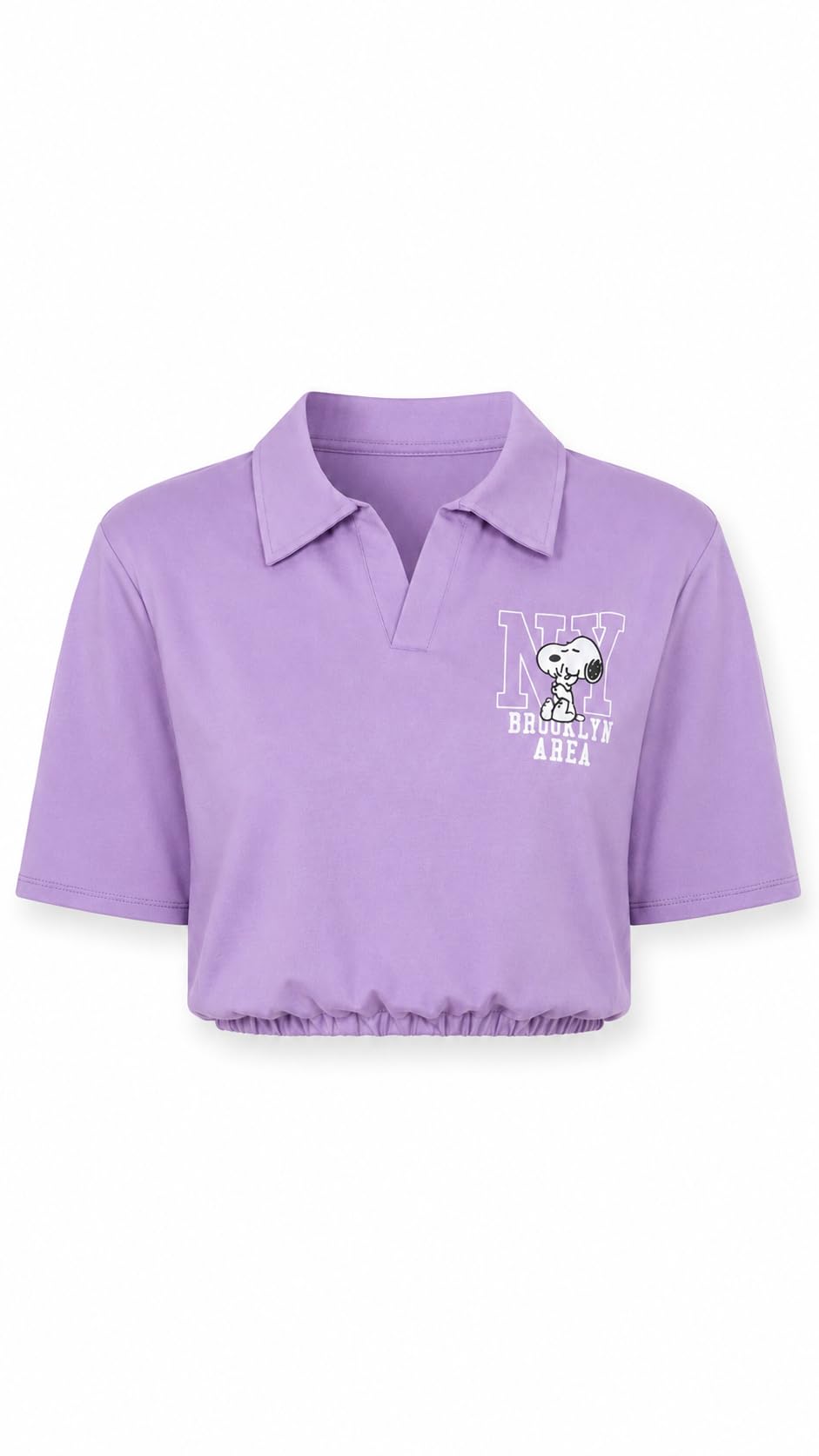 Women's Crop Polo T-Shirt, NY Brooklyn Area Graphic Print-image-41