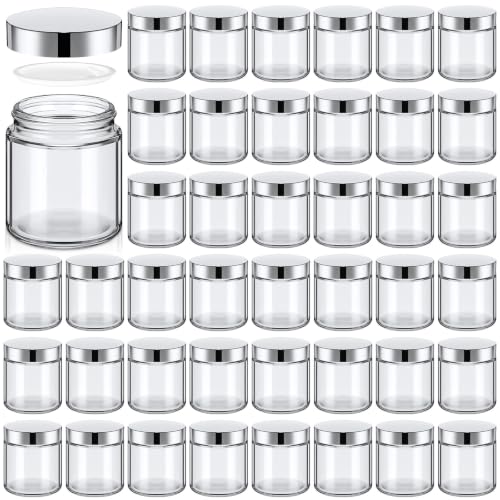 Image of Norme 48 Pcs 4 oz Glass Jars with Lids Cosmetic Jars, Silver, Clear
