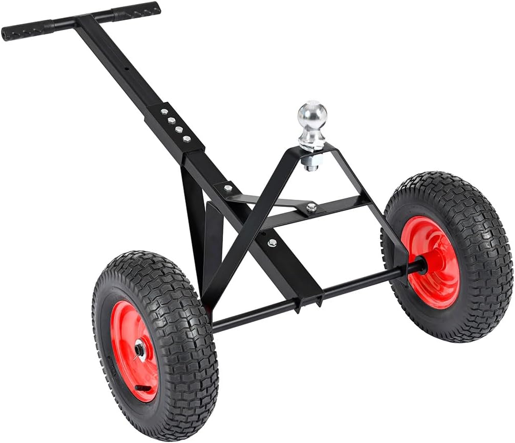 Trailer Dolly with 2" Hitch Ball, 1000 lbs Capacity, Heavy-Duty Steel Frame with Hammer-Tone Finish, Wide Wheelbase & 13" Flat-Free Tires – Lawn Tractor, RV, Boat, and Utility Trailer Mover Dolly