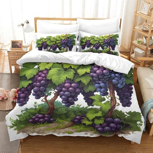Housse de Couette Grape Clusters Style Illustré Parure de Lit King Luxe - 3