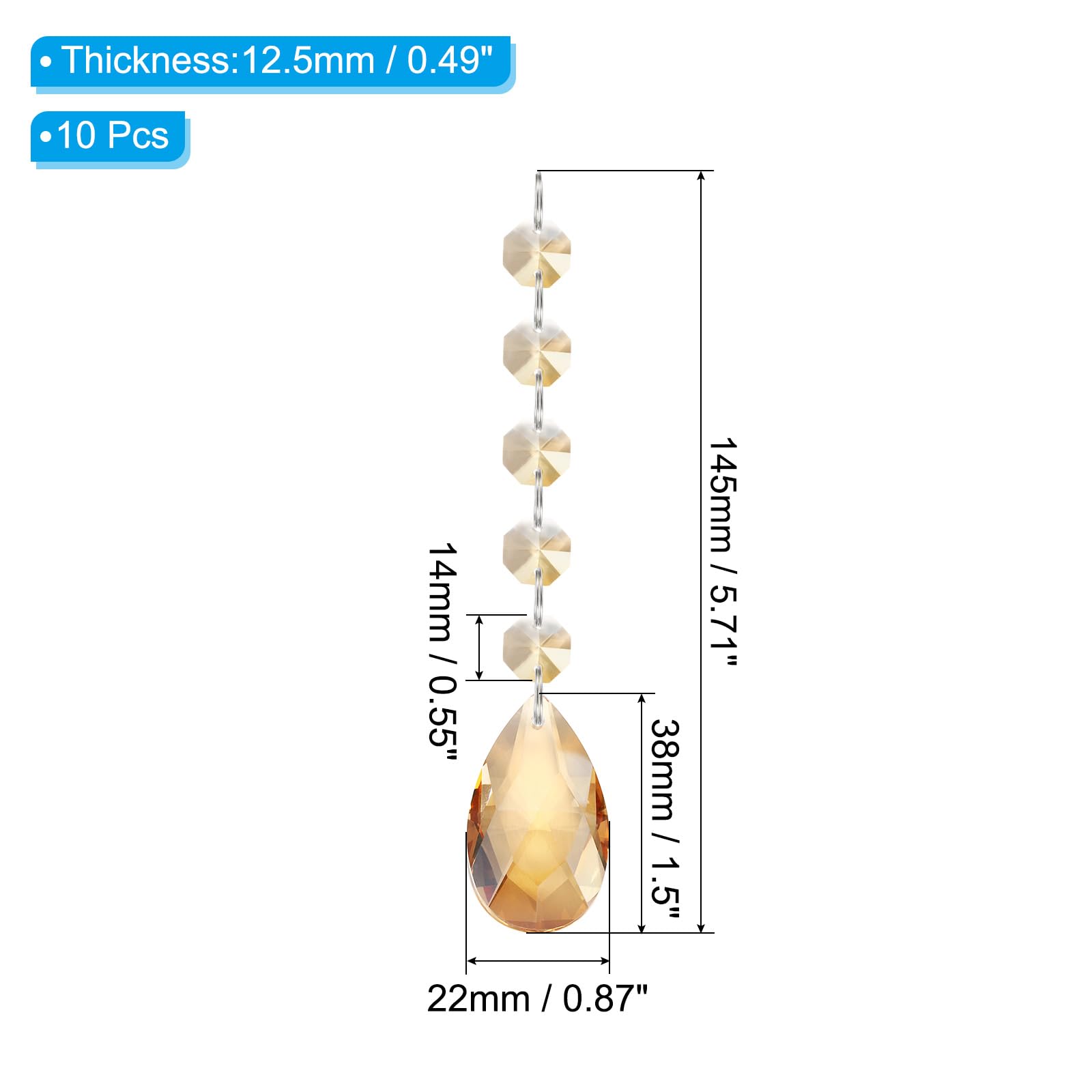PATIKIL Teardrop Crystal Chandelier Pendants Beads - Image 2