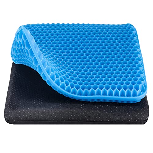 Cojín de asiento de gel con funda antideslizante, cojín de asiento de enfriamiento transpirable de panal de abeja para aliviar el dolor, cojín de ciática para silla de oficina, coche y silla de ruedas