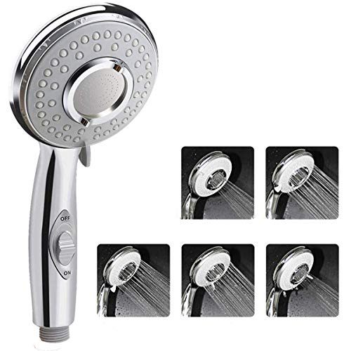 ACGAM Pommeau Douche, Universel Pommeau de Douche Haute Pression, 5 Modes Economiseur d'eau et Bouton de l'interrupteur Douchette Pommeau Douche